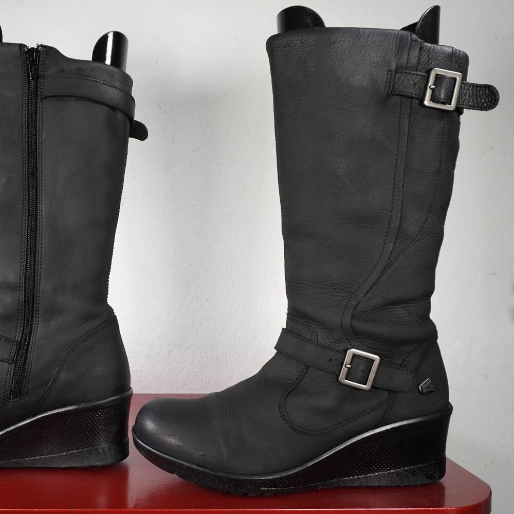 Women's Keen Nubuck Black Leather Knee High Leather Fashion Boots Size 9.5